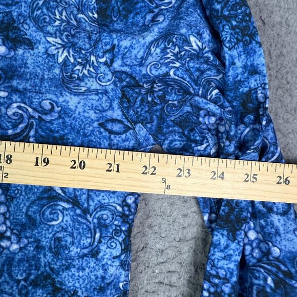 Rock Roll n Soul Shirt Mens L Blue Floral Pearl Snap Western Skull Flip Cuff - Picture 7 of 9